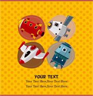 cartoon spaceship card N38