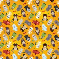 Cartoon Halloween holiday monster seamless pattern N2