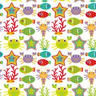 Seamless pattern with marine animals ona white background vector