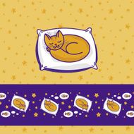 Card with cute little cat dreaming of fish N2