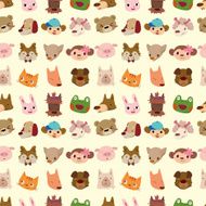 cartoon animal face seamless pattern N3