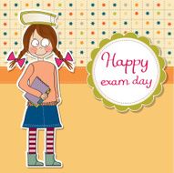 funny young student girl before exam N7