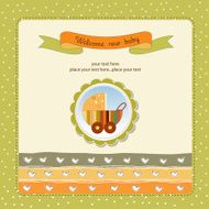 baby shower card with cute stroller N5