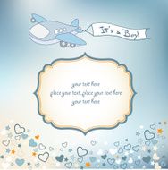 baby boy announcement card with airplane N7