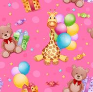 Seamless pattern with giraffe toy
