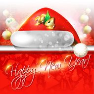 2014 Happy New Year card or background with Santa`s hat N11