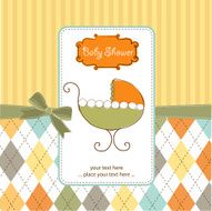 baby shower card with stroller N3