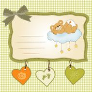 baby shower card with sleepy teddy bear N16