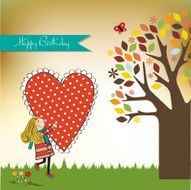 Funny girl with hearts Doodle cartoon character N30
