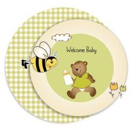 baby shower card with teddy bear toy N82