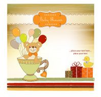 baby shower card with cute teddy bear N80