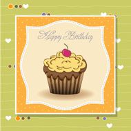 cute happy birthday card with cupcake N13