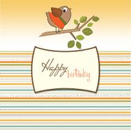 birthday greeting card with funny little bird N4