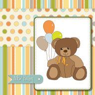 Welcome Baby Card with Teddy Bear N4