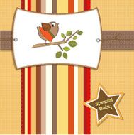 welcome baby card with funny little bird N18