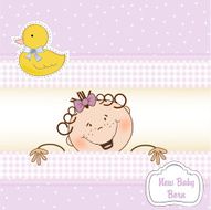 Baby girl announcement card N51