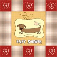 funny shower card with long dog N8