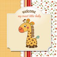 new baby announcement card with giraffe N56
