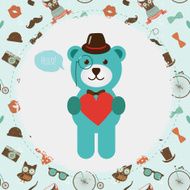 Hipster Bear holding Heart illustration