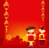 boy and girl in the chinatown Chinese New Year