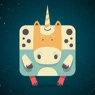 Magic little mythical unicorn with a spiral horn N2