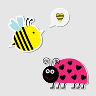 Cute cartoon bee and lady bug Card