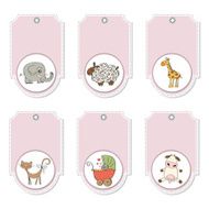 cartoon animals labels set N8