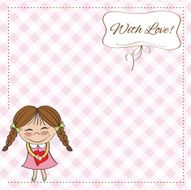 Funny girl with hearts Doodle cartoon character N31