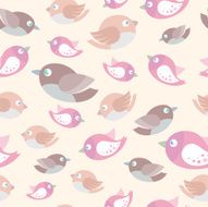 Different birds seamless pattern in light beige
