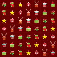 Christmas happy background pattern wrapping paper with cartoon cute characters