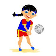 Girl plays volleyball