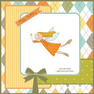 welcome baby girl card with little fairy N4