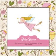 welcome baby girl card with little fairy N5