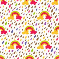 Rainbow Drop seamless pattern Light background Vector