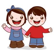 Little girl and boy holding hands