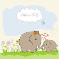 baby shower card with elephant and his mother N9