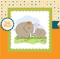 baby shower card with elephant and his mother N10