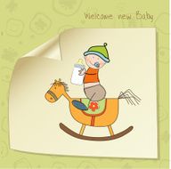 baby boy shower with wood horse toy N14