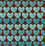 Seamless blue pattern with doodle hearts