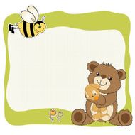 childish greeting card with teddy bear and his toy N7