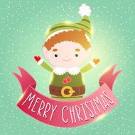 Christmas elf card with ribbon N3