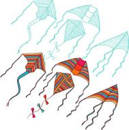 Vector kites for your design Hand drawn illustration N3
