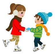 Kids Practicing Ice skate isolated