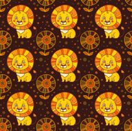 Baby seamless pattern of cute little lion
