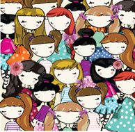 backgound with cute little girls pattern