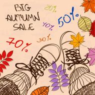 Autumn sale illustration with girls feet in boots