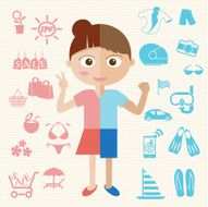 Girl and Boy half body with object icon Vector