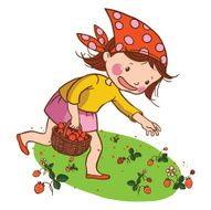 Little Girl Picking Strawberry