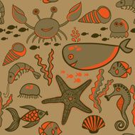 Sea background marine vector seamless