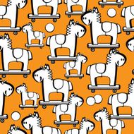 seamless pattern horse on wheels
